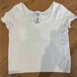 Athleta Girl White Ribbed Top